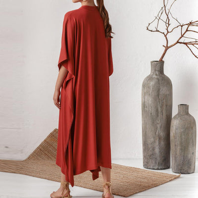 Olivenorma Beach Blouse Silky Polyester Resort Kaftan Dress