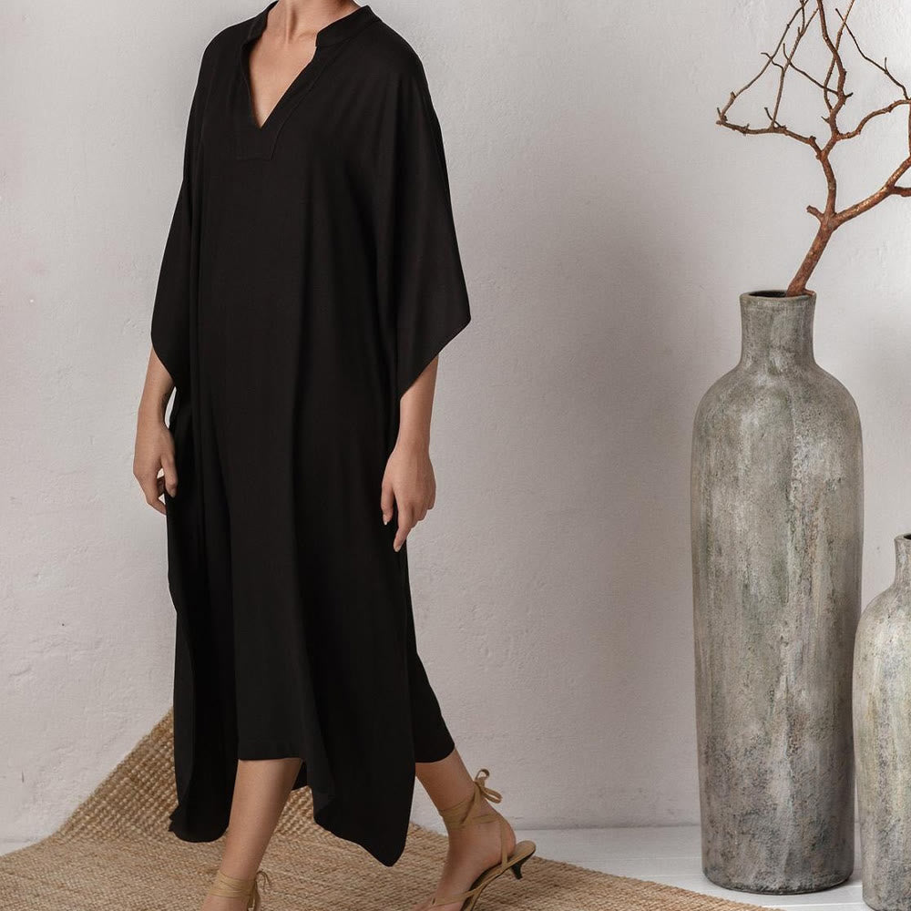 Olivenorma Beach Blouse Silky Polyester Resort Kaftan Dress