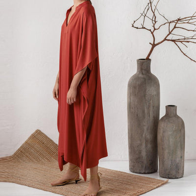 Olivenorma Beach Blouse Silky Polyester Resort Kaftan Dress