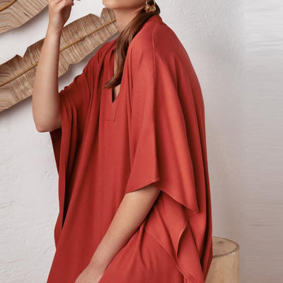 Olivenorma Beach Blouse Silky Polyester Resort Kaftan Dress