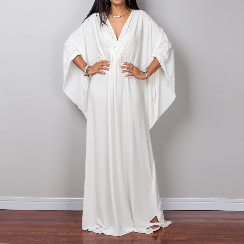 Olivenorma Beach Sun Protection Shirt Woven Design Kaftan Dress