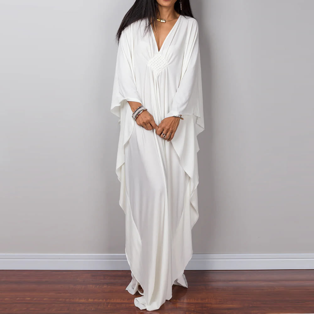 Olivenorma Beach Sun Protection Shirt Woven Design Kaftan Dress