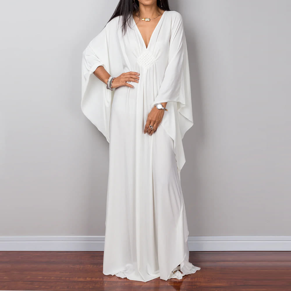 Olivenorma Beach Sun Protection Shirt Woven Design Kaftan Dress