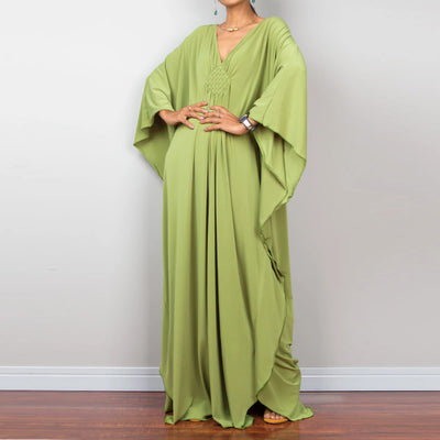 Olivenorma Beach Sun Protection Shirt Woven Design Kaftan Dress