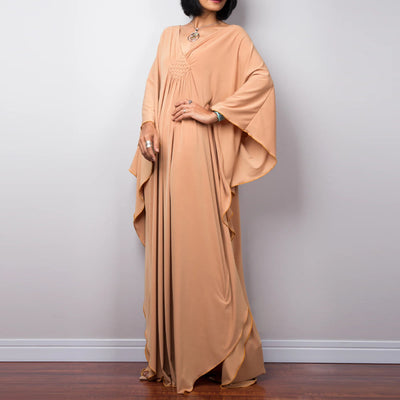 Olivenorma Beach Sun Protection Shirt Woven Design Kaftan Dress