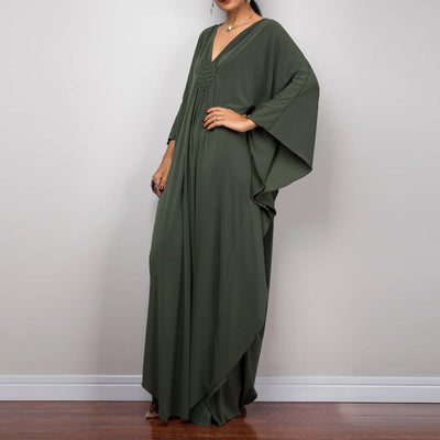 Olivenorma Beach Sun Protection Shirt Woven Design Kaftan Dress