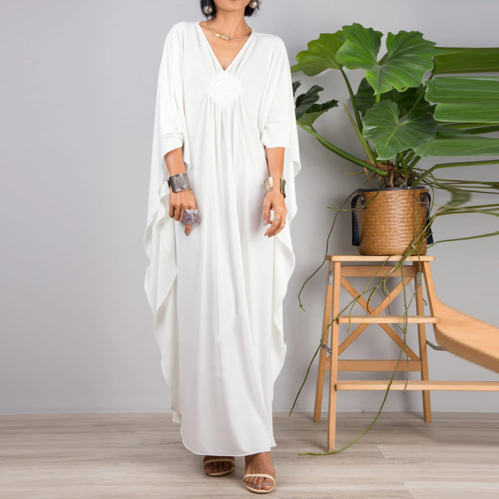 Olivenorma Beach Sun Protection Shirt Woven Design Kaftan Dress