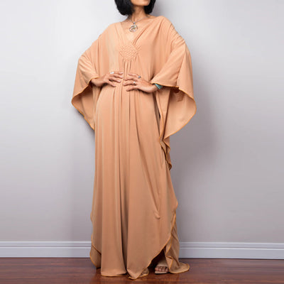 Olivenorma Beach Sun Protection Shirt Woven Design Kaftan Dress
