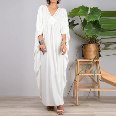 Olivenorma Beach Sun Protection Shirt Woven Design Kaftan Dress