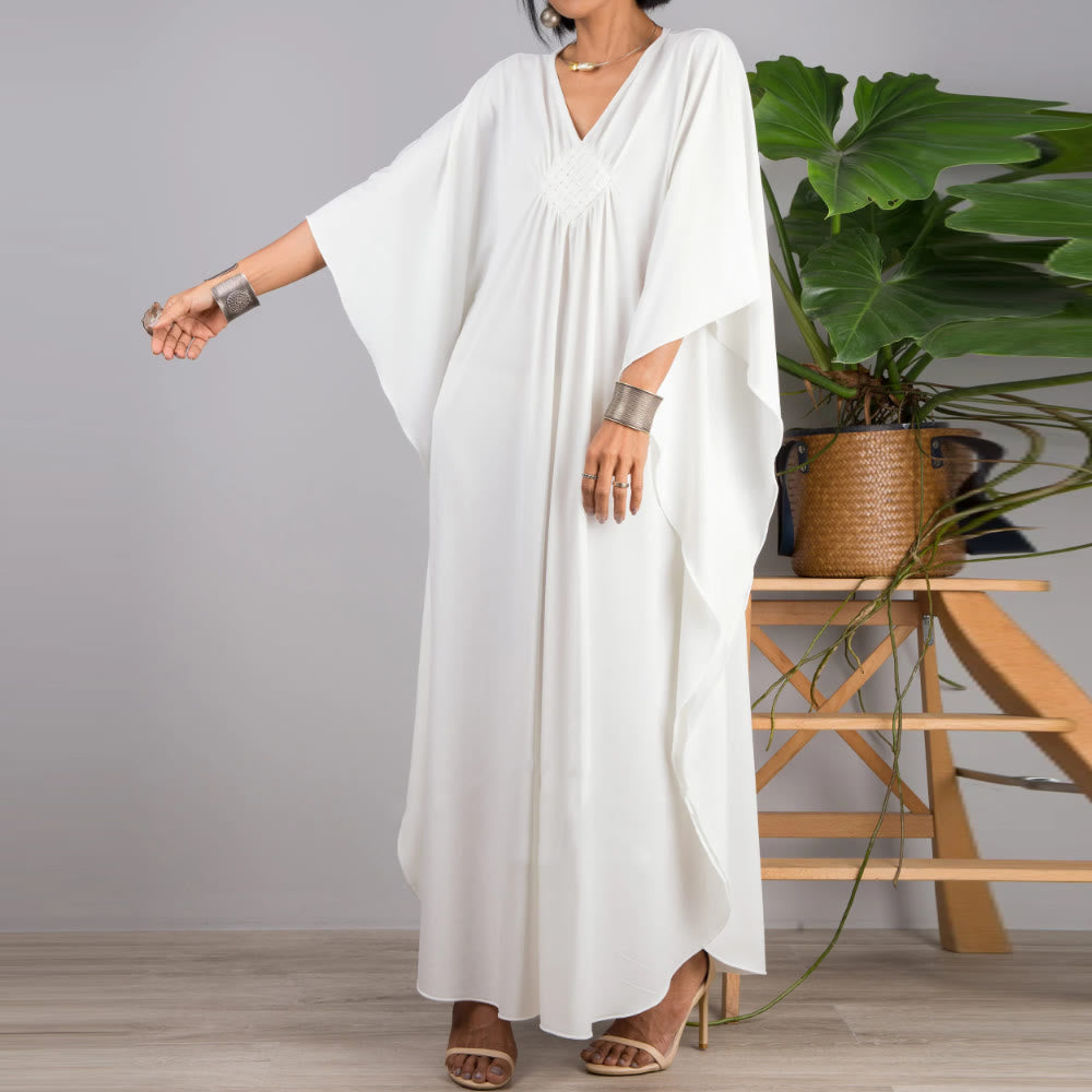 Olivenorma Beach Sun Protection Shirt Woven Design Kaftan Dress