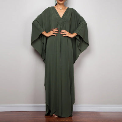 Olivenorma Beach Sun Protection Shirt Woven Design Kaftan Dress