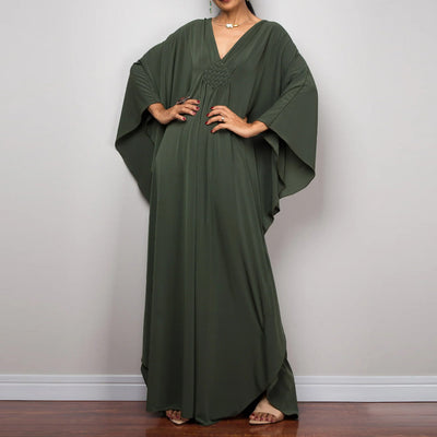Olivenorma Beach Sun Protection Shirt Woven Design Kaftan Dress