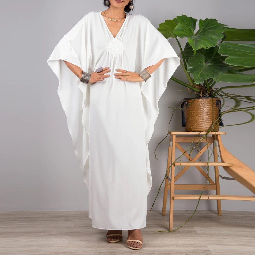 Olivenorma Beach Sun Protection Shirt Woven Design Kaftan Dress