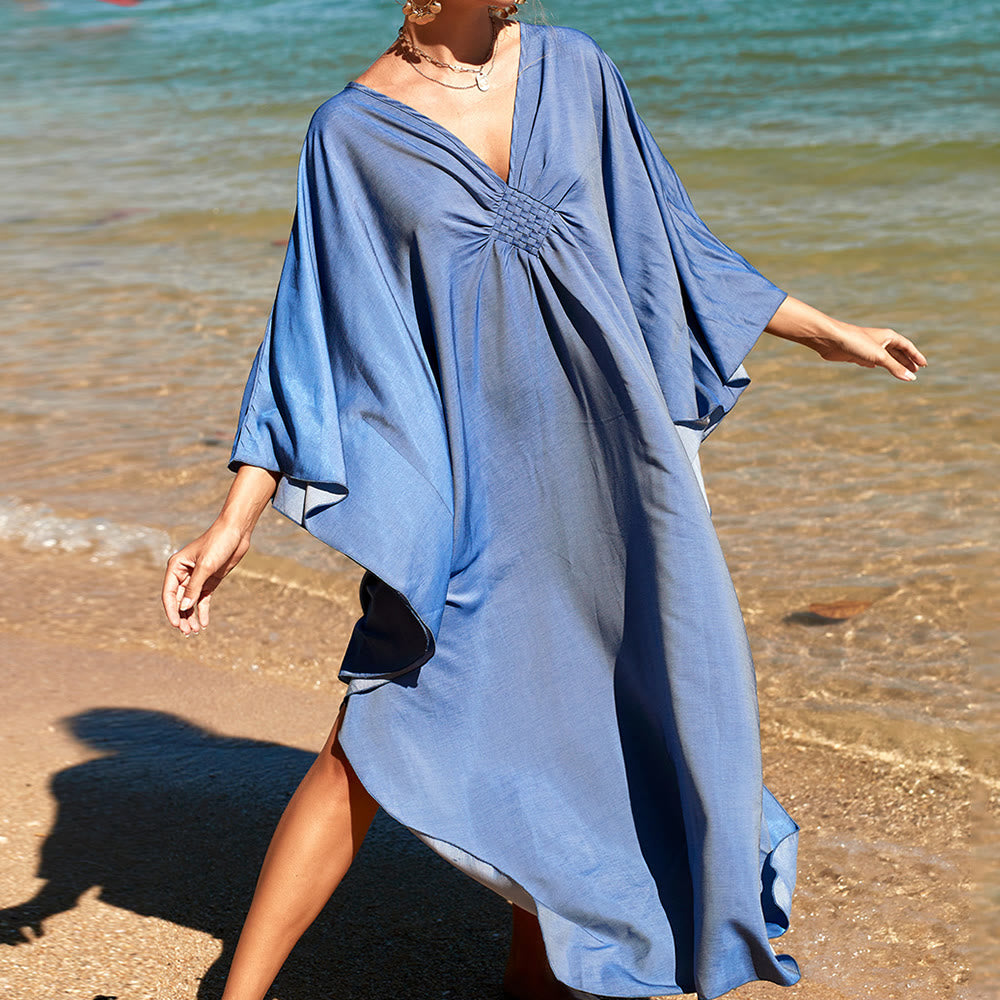 Olivenorma Beach Sun Protection Shirt Woven Design Kaftan Dress