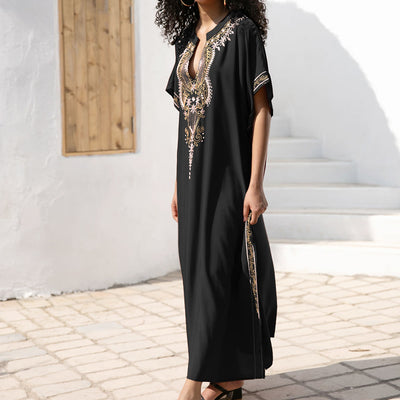 Olivenorma Beach Blouse Vintage Embroidered Kaftan Dress