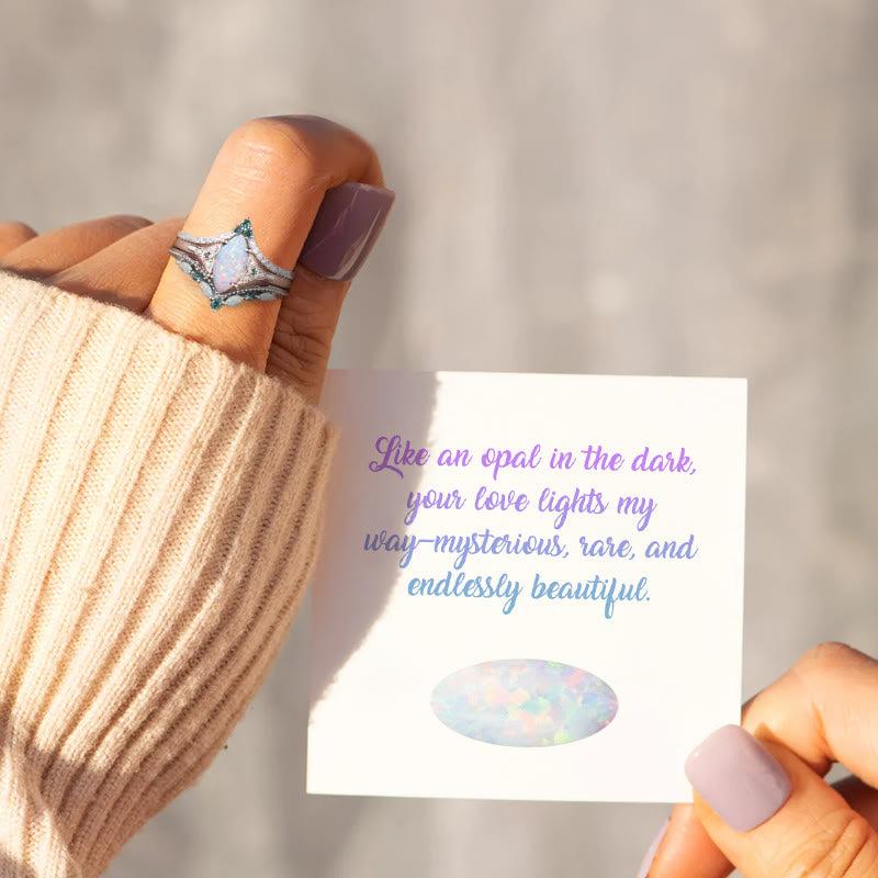 Olivenorma Eternal Glow Opal Promise Ring Set