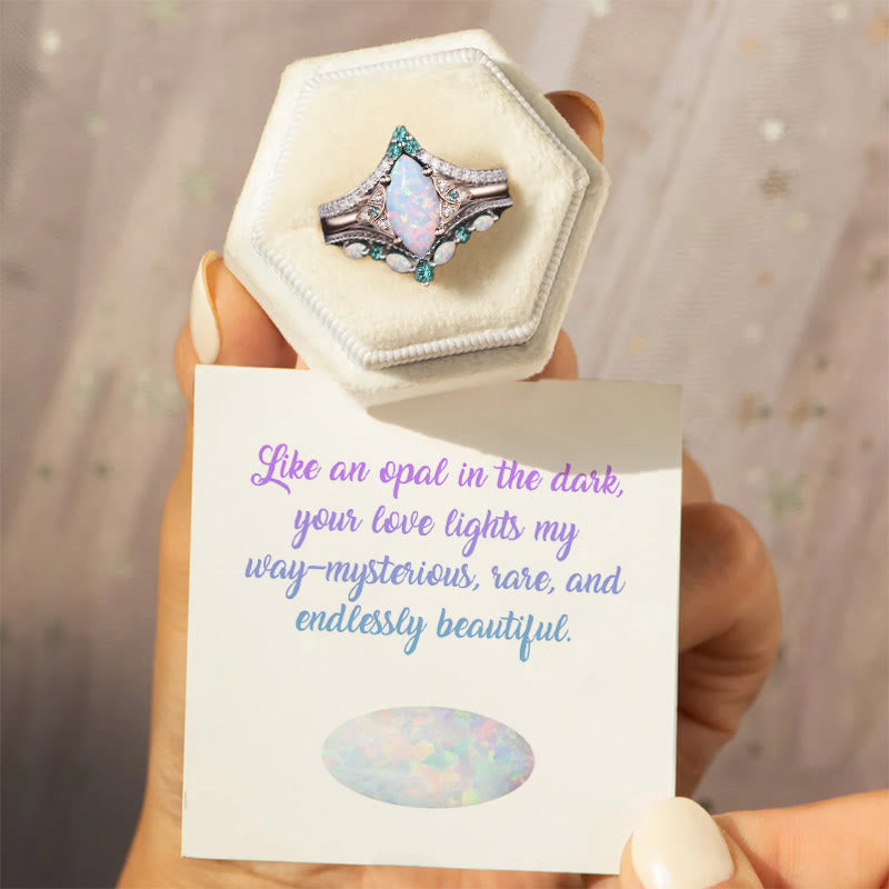 Olivenorma Eternal Glow Opal Promise Ring Set