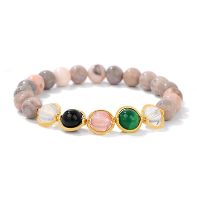 Olivenorma 8mm Pearl Garnet Gemstone Beaded Bracelet - Pink Zebra Jasper - image 13