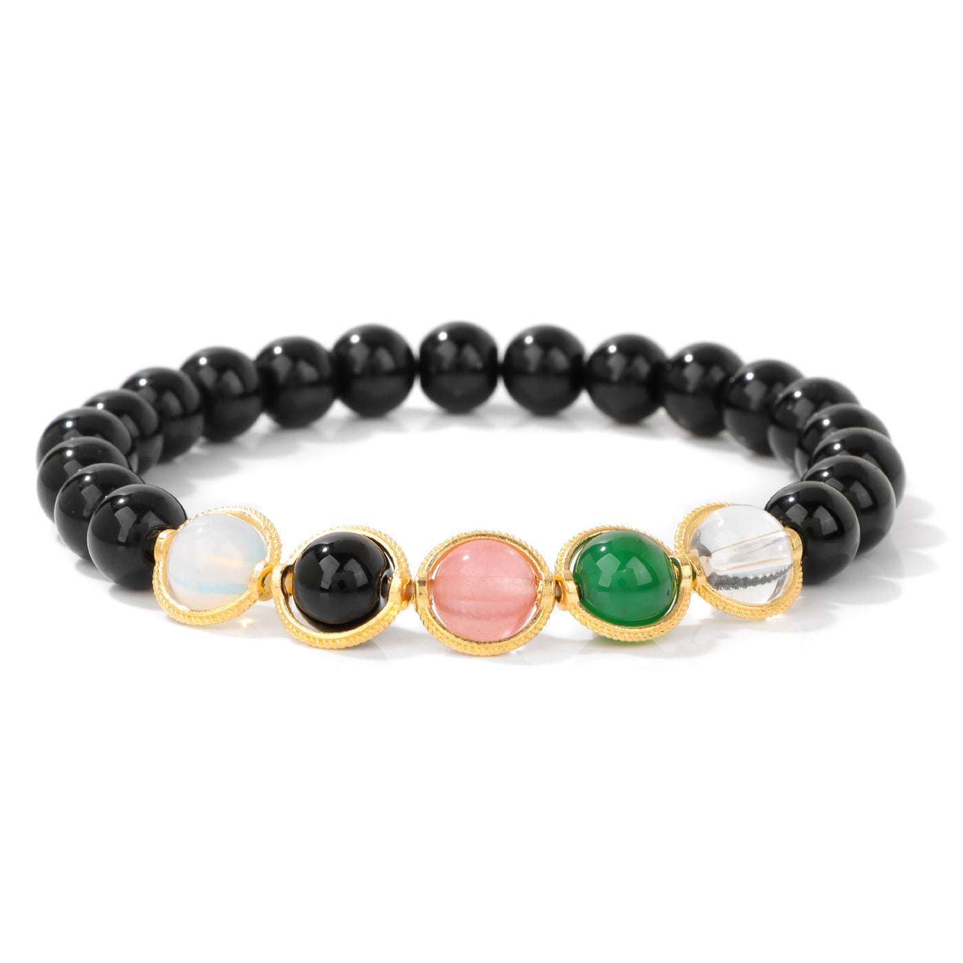 Olivenorma 8mm Pearl Garnet Gemstone Beaded Bracelet - Obsidian - image 10