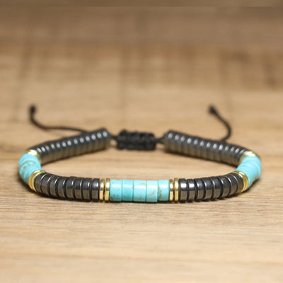 Olivenorma Nautral Crystal Adjustable Beaded Braided Bracelet - Turquoise + Hematite - image 13
