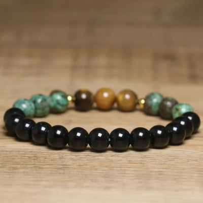 Olivenorma Natural Tiger Eye African Turquoise Healing Beaded Bracelet - image 4