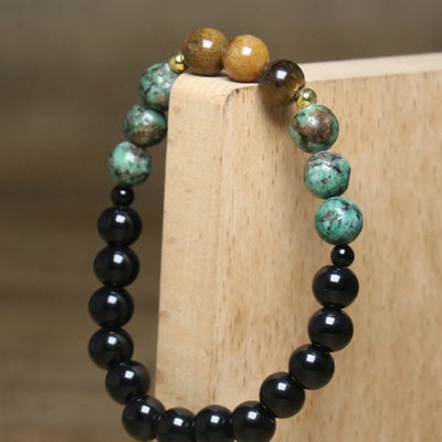 Olivenorma Natural Tiger Eye African Turquoise Healing Beaded Bracelet - image 5
