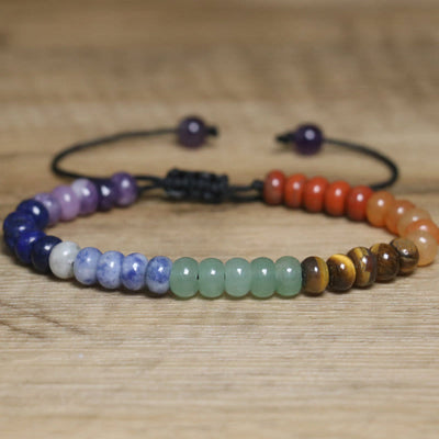 Olivenorma Natural Crystal Chakra Stone Adjustable Braided Bracelet - Chakra Stone - image 1