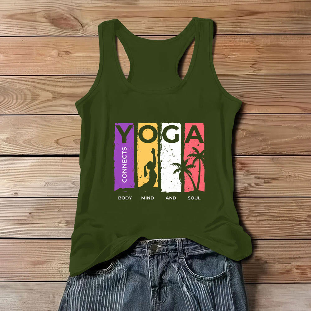 Olivenorma "YOGA CONNECTS BODY MIND AND SOUL" Women's Graphic Tank Top - Green - 3XL - image 7