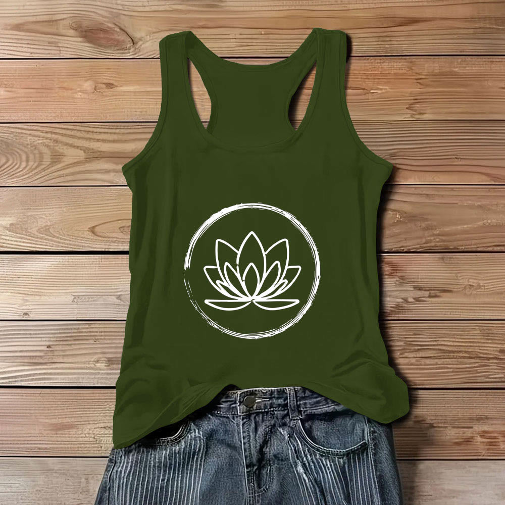 Olivenorma Lotus Flowers Peaceful Spiritual Tank Top - Green - 3XL - image 12