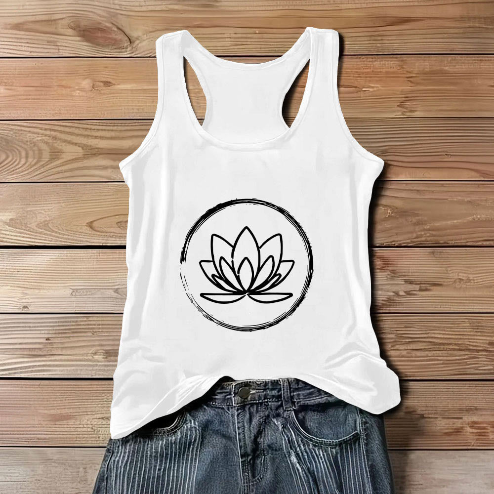 Olivenorma Lotus Flowers Peaceful Spiritual Tank Top - White - 3XL - image 6