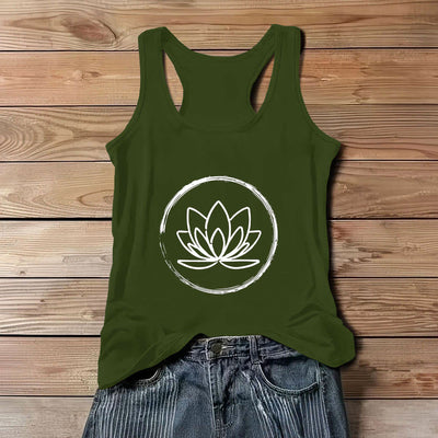 Olivenorma Lotus Flowers Peaceful Spiritual Tank Top - Green - 3XL - image 12