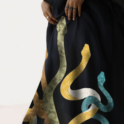 Olivenorma Serpent Black Kaftan Dress