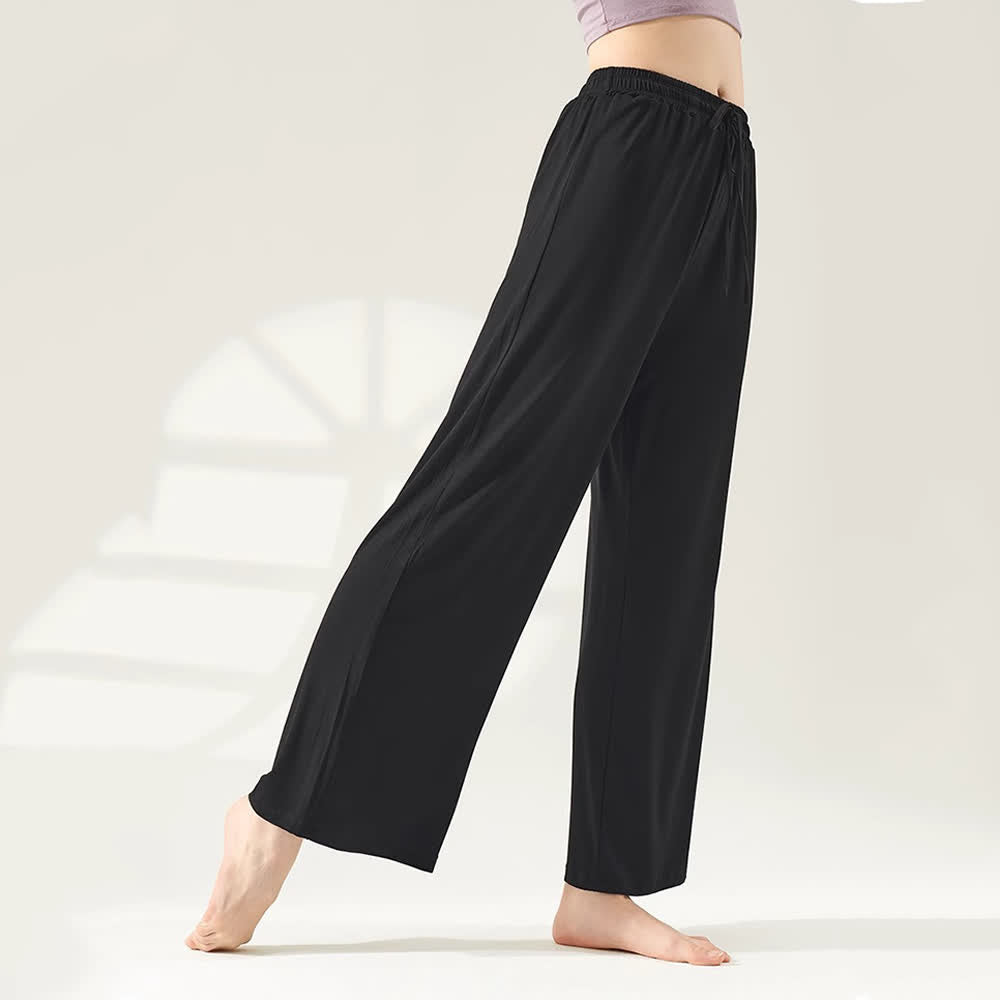 Olivenorma Modal Straight-Leg Wide-Leg Yoga Pants - Black - XL - image 1