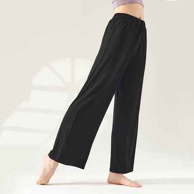 Olivenorma Modal Straight-Leg Wide-Leg Yoga Pants - Black - XL - image 1