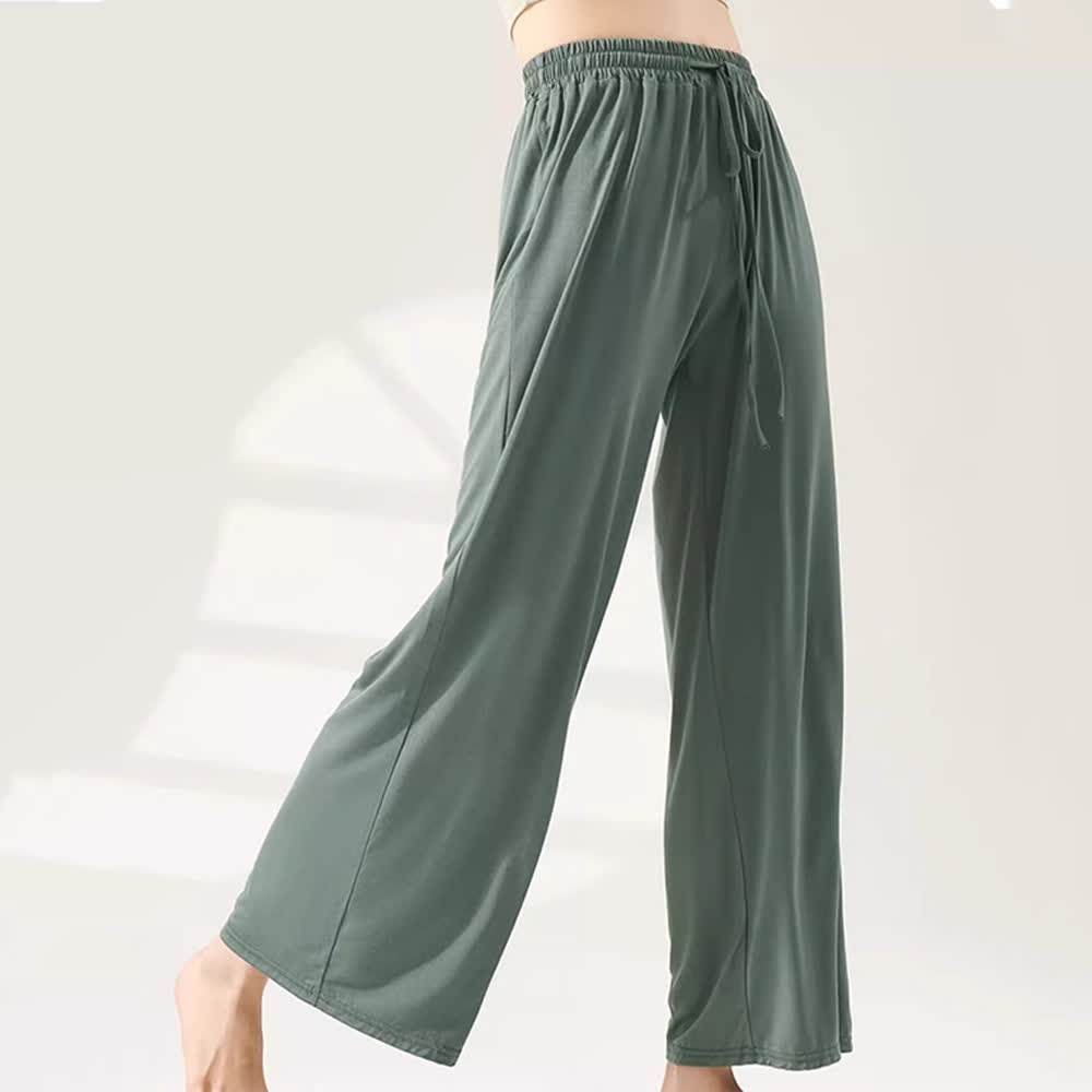Olivenorma Modal Straight-Leg Wide-Leg Yoga Pants - Gray-Green - XL - image 12