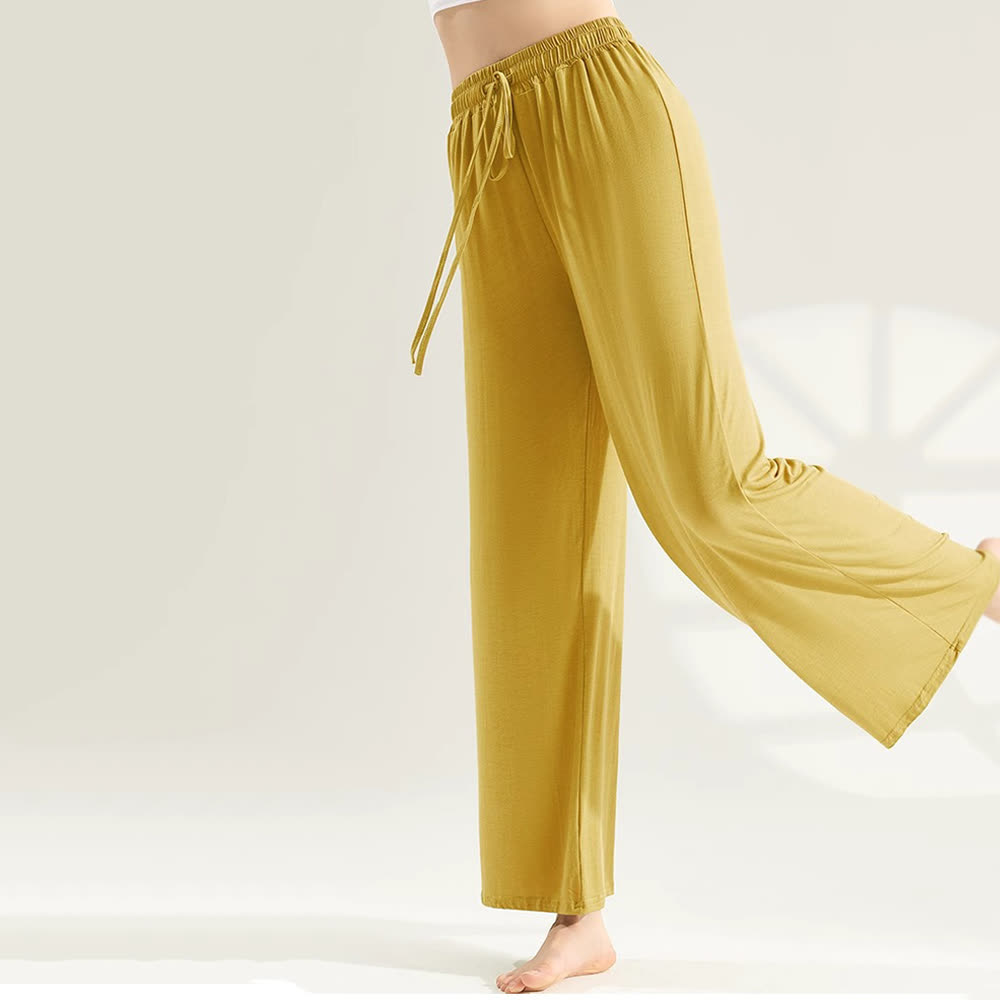 Olivenorma Modal Straight-Leg Wide-Leg Yoga Pants - Yellow - XL - image 15