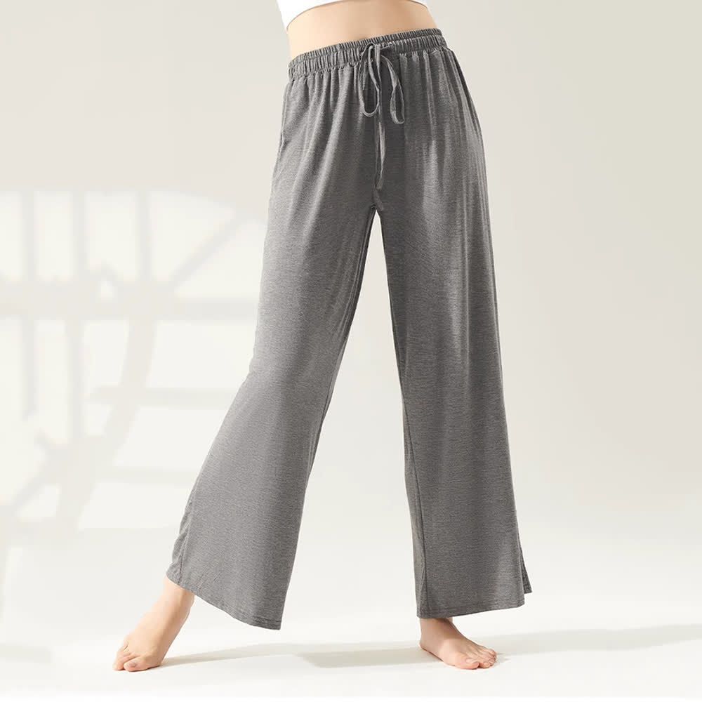 Olivenorma Modal Straight-Leg Wide-Leg Yoga Pants - Gray - XL - image 3