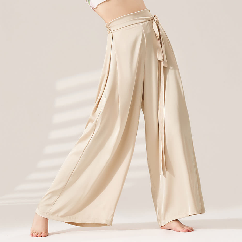 Olivenorma Polyester Flowy Loose Wide-Leg Bandage Yoga Pants - Beige - XL - image 1