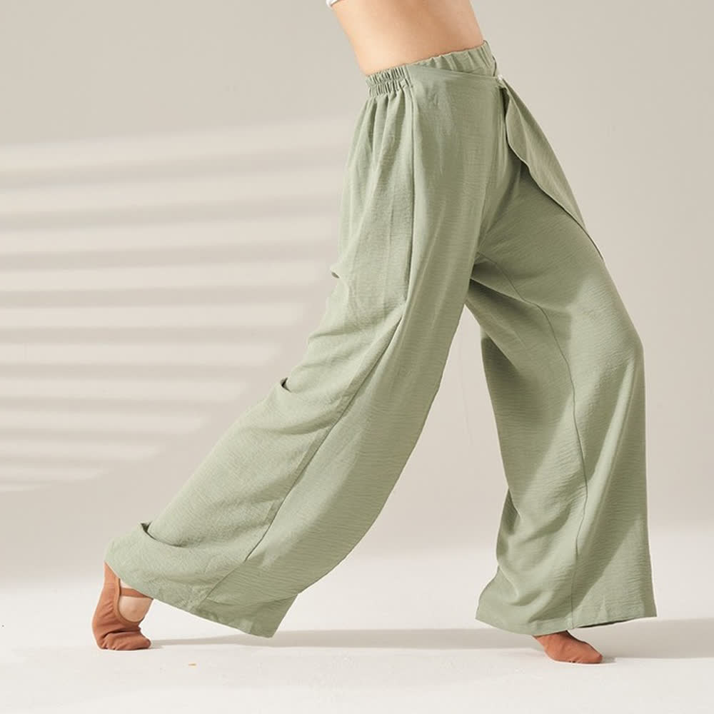 Olivenorma Polyester Flowy Wide-Leg Elastic Yoga Pants - Green - XL - image 5