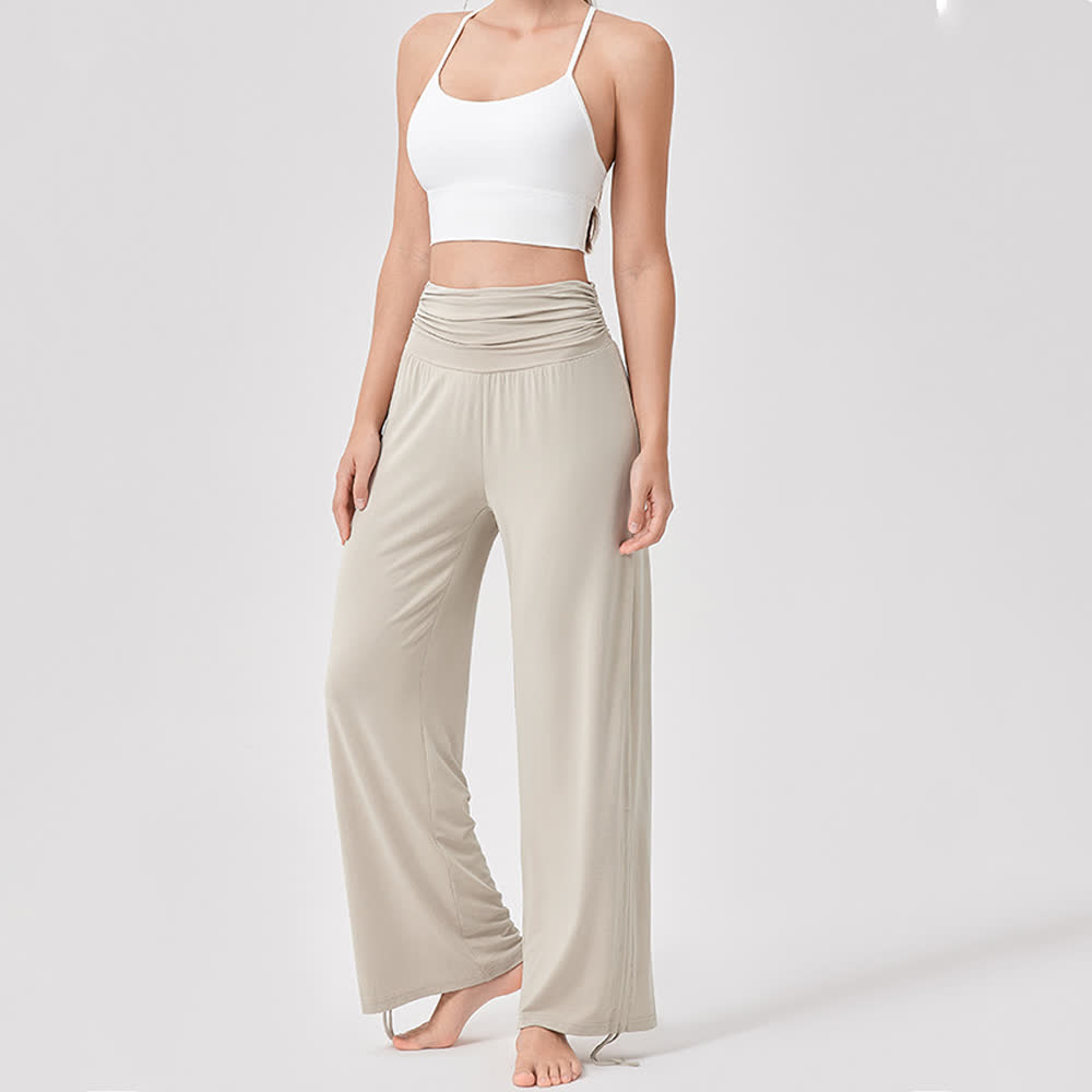 Olivenorma Viscose High-Waist Loose-Fit Shirred Yoga Pants - image 6