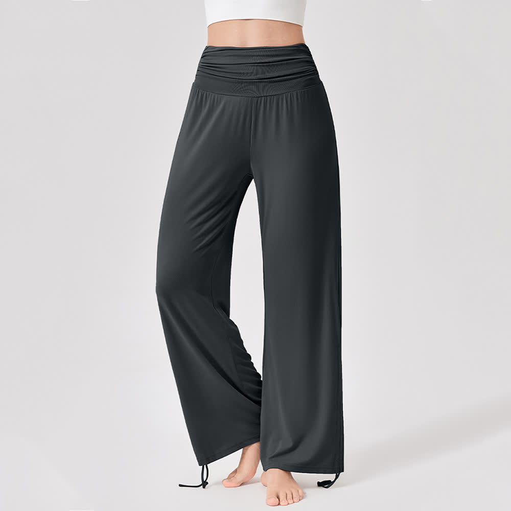Olivenorma Viscose High-Waist Loose-Fit Shirred Yoga Pants - Gray - XL - image 33