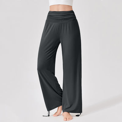 Olivenorma Viscose High-Waist Loose-Fit Shirred Yoga Pants - Gray - XL - image 33