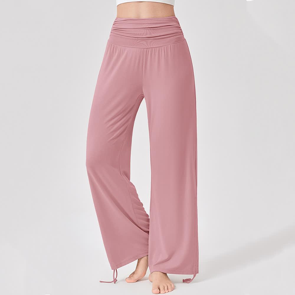 Olivenorma Viscose High-Waist Loose-Fit Shirred Yoga Pants - Pink - XL - image 22