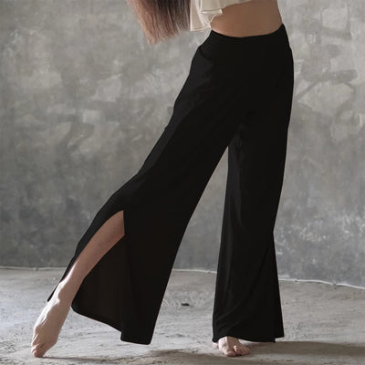 Olivenorma Cotton High-Waist Wide-Leg Slit Yoga Pants - Black - One Size Fits All - image 7
