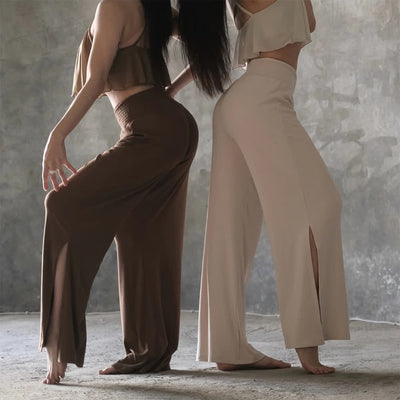 Olivenorma Cotton High-Waist Wide-Leg Slit Yoga Pants - image 12