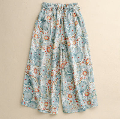 Olivenorma Vintage Print Loose Wide-Leg Cropped Casual Pants - image 2
