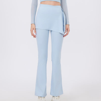 Olivenorma Wide Leg Flare Leggings 2Pcs Hip Cover Up And Yoga Pants Set - LightSkyBlue - XL - image 6