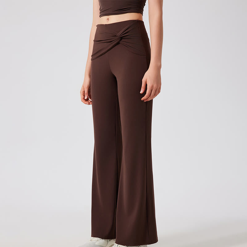 Olivenorma Wide Leg Yoga Pants Casual Knot Work Dress Pants - Coffee - XL - image 1