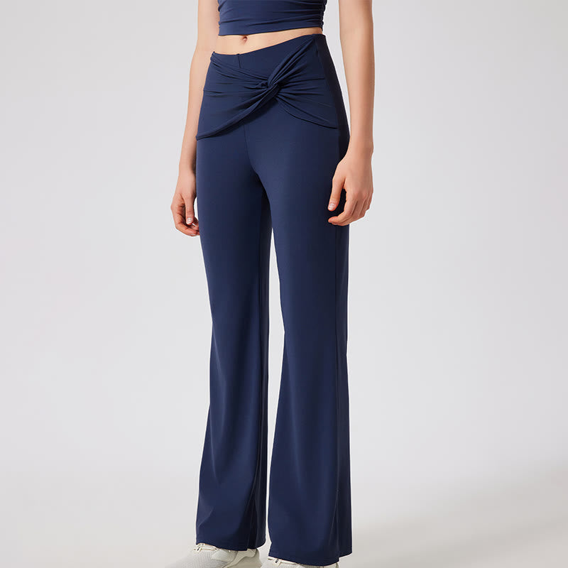 Olivenorma Wide Leg Yoga Pants Casual Knot Work Dress Pants - Navy - XL - image 6