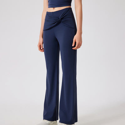 Olivenorma Wide Leg Yoga Pants Casual Knot Work Dress Pants - Navy - XL - image 6